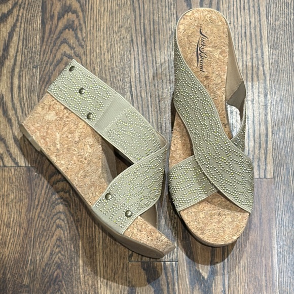 Lucky Brand Shoes - NWOB Lucky Brand Miller Studded Cork Wedge Platform Sandals 11M (41 EU)